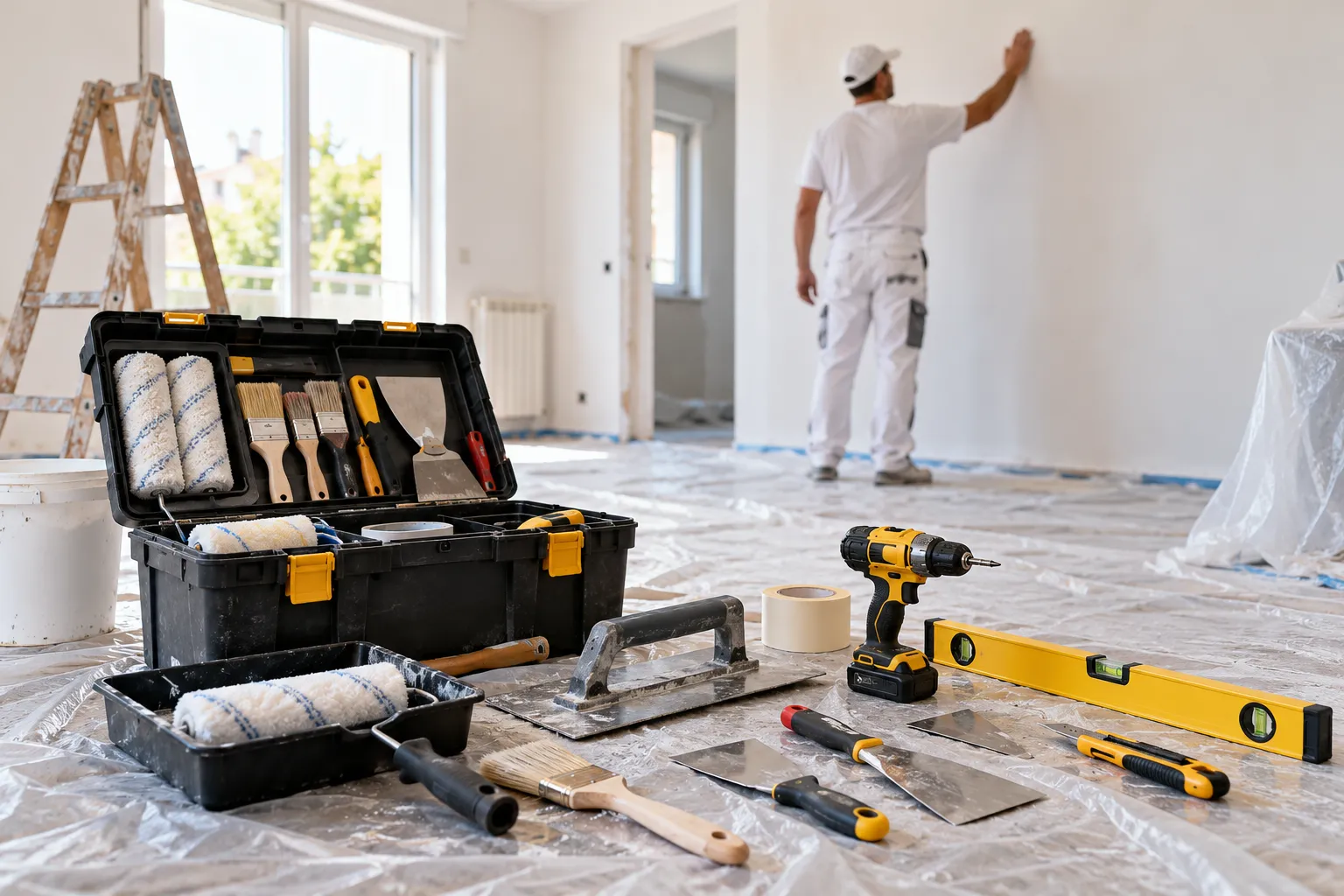 Herramientas de pintores en Elda para pintar pisos, quitar gotelé y montar pladur